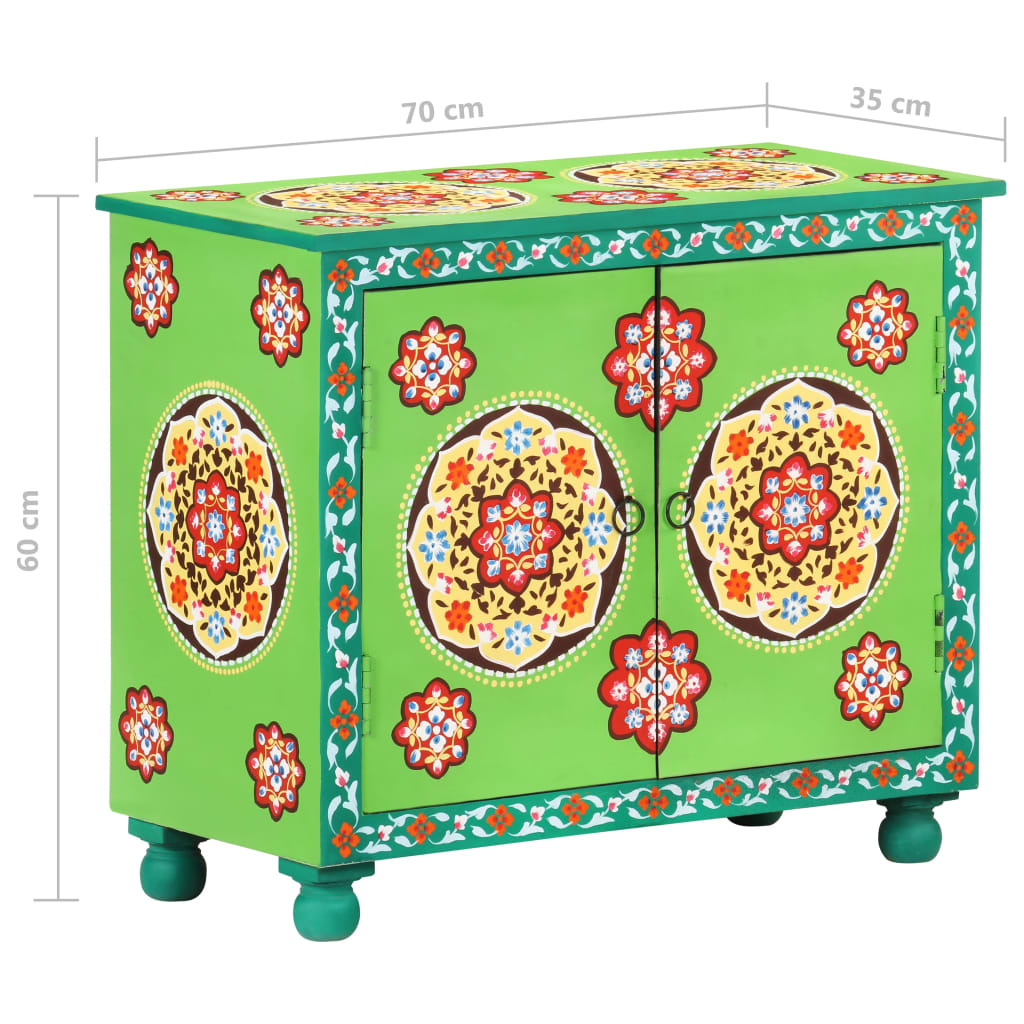 vidaXL Hand-Painted Sideboard 70x35x60 cm Solid Mango Wood Multicolored
