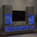vidaXL 5-delige Tv-wandmeubelset met LED-verlichting bewerkt hout wit
