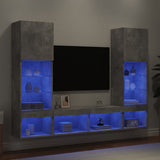 vidaXL 5-delige Tv-wandmeubelset met LED-verlichting bewerkt hout wit