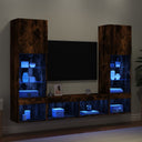vidaXL 5-delige Tv-wandmeubelset met LED-verlichting bewerkt hout wit