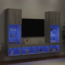 vidaXL 5-delige Tv-wandmeubelset met LED-verlichting bewerkt hout wit