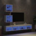 vidaXL 5-Piece TV Wall Unit Set with LED Lights Engineered Wood White