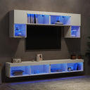 vidaXL 6-Piece TV Wall Unit Set with LED Lights Engineered Wood White