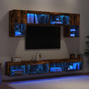 vidaXL 6-Piece TV Wall Unit Set with LED Lights Engineered Wood White