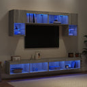 vidaXL 6-Piece TV Wall Unit Set with LED Lights Engineered Wood White