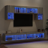 vidaXL 6-delige Tv-wandmeubelset met LED-verlichting bewerkt hout wit
