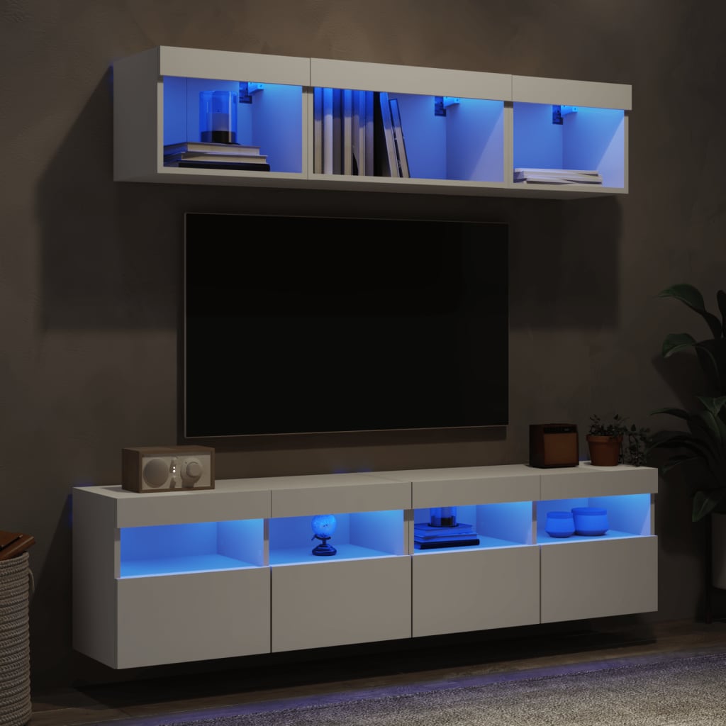 vidaXL 5-delige Tv-wandmeubelset met LED bewerkt hout sonoma eiken