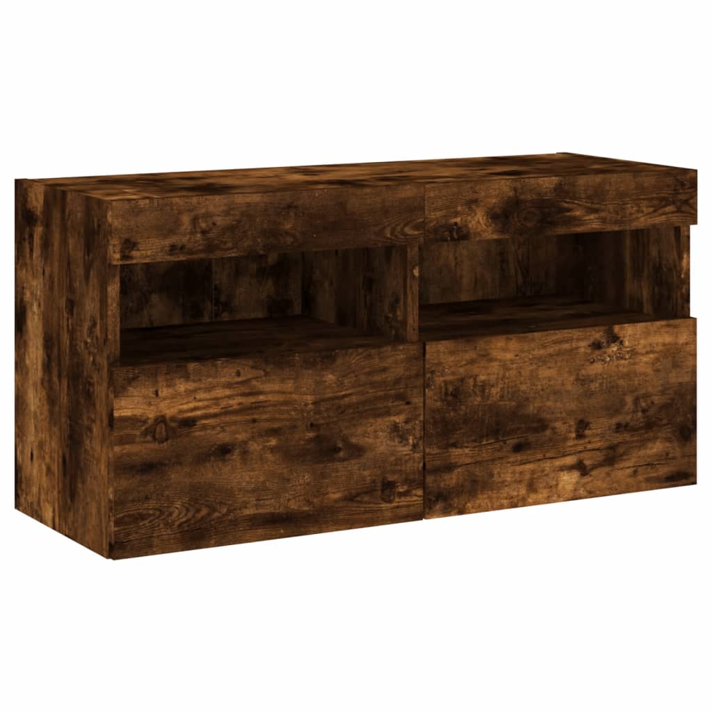 vidaXL 5-delige Tv-wandmeubelset met LED bewerkt hout sonoma eiken