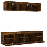 vidaXL 5-delige Tv-wandmeubelset met LED bewerkt hout sonoma eiken