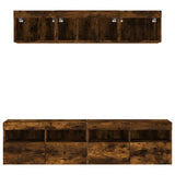 vidaXL 5-delige Tv-wandmeubelset met LED bewerkt hout sonoma eiken
