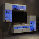 vidaXL 5-delige Tv-wandmeubelset met LED bewerkt hout sonoma eiken