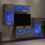 vidaXL 5-delige Tv-wandmeubelset met LED bewerkt hout sonoma eiken