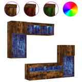 vidaXL 5-delige Tv-wandmeubelset met LED bewerkt hout sonoma eiken
