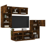 vidaXL 5-delige Tv-wandmeubelset met LED bewerkt hout sonoma eiken