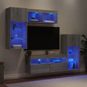vidaXL 5-delige Tv-wandmeubelset met LED bewerkt hout sonoma eiken