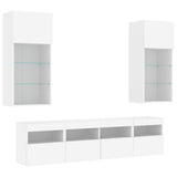 vidaXL 5-delige Tv-wandmeubelset met LED-verlichting bewerkt hout wit