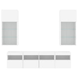 vidaXL 5-delige Tv-wandmeubelset met LED-verlichting bewerkt hout wit