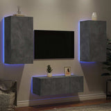 vidaXL 4-delige Tv-wandmeubelset met LED bewerkt hout betongrijs