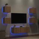 vidaXL 5-delige tv-wandmeubelset met LED-verlichting wit