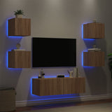 vidaXL 5-delige tv-wandmeubelset met LED-verlichting wit