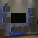 vidaXL 5-delige tv-wandmeubelset met LED-verlichting wit