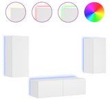 vidaXL 3-delige tv-wandmeubelset met LED-verlichting wit