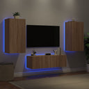 vidaXL 3-delige tv-wandmeubelset met LED-verlichting wit