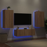 vidaXL 3-delige tv-wandmeubelset met LED-verlichting wit