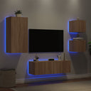 vidaXL 4-delige tv-wandmeubelset met LED-verlichting wit