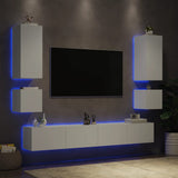 vidaXL 6-Piece TV Wall Unit Set with LED Lighting White
