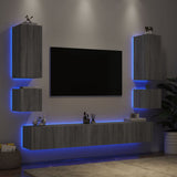 vidaXL 6-Piece TV Wall Unit Set with LED Lighting White