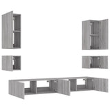 vidaXL 6-Piece TV Wall Unit Set with LED Lighting White