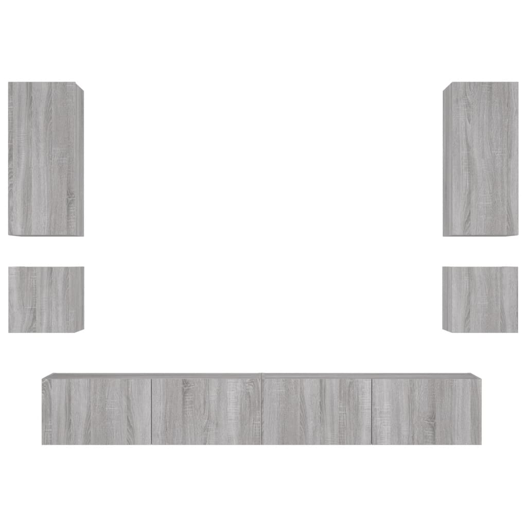 vidaXL 6-Piece TV Wall Unit Set with LED Lighting White