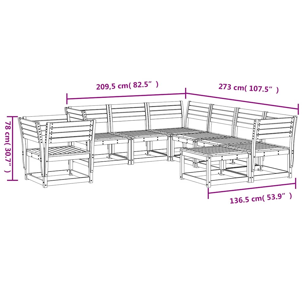 vidaXL 8-delige Loungeset massief grenenhout
