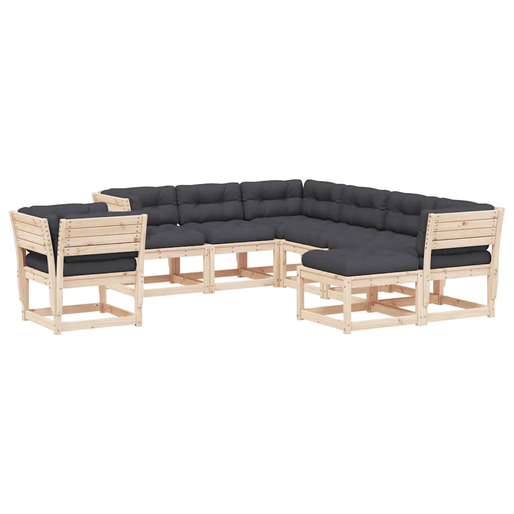 vidaXL 8-delige Loungeset met kussens massief grenenhout
