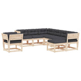 vidaXL 8-delige Loungeset met kussens massief grenenhout