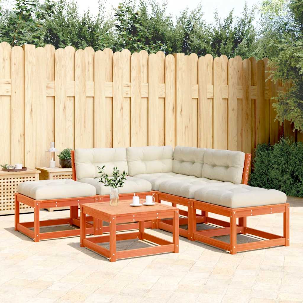 vidaXL 5-delige Loungeset met kussens massief grenenhout