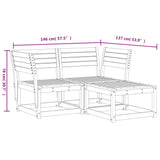 vidaXL 3-delige Loungeset massief grenenhout