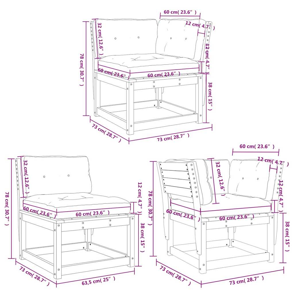 vidaXL 5-Piece Lounge Set Solid Pine Wood