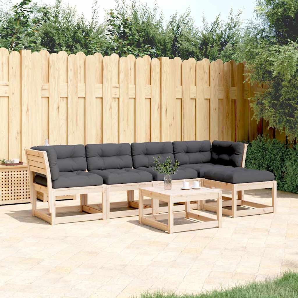 vidaXL 5-delige Loungeset met kussens massief grenenhout