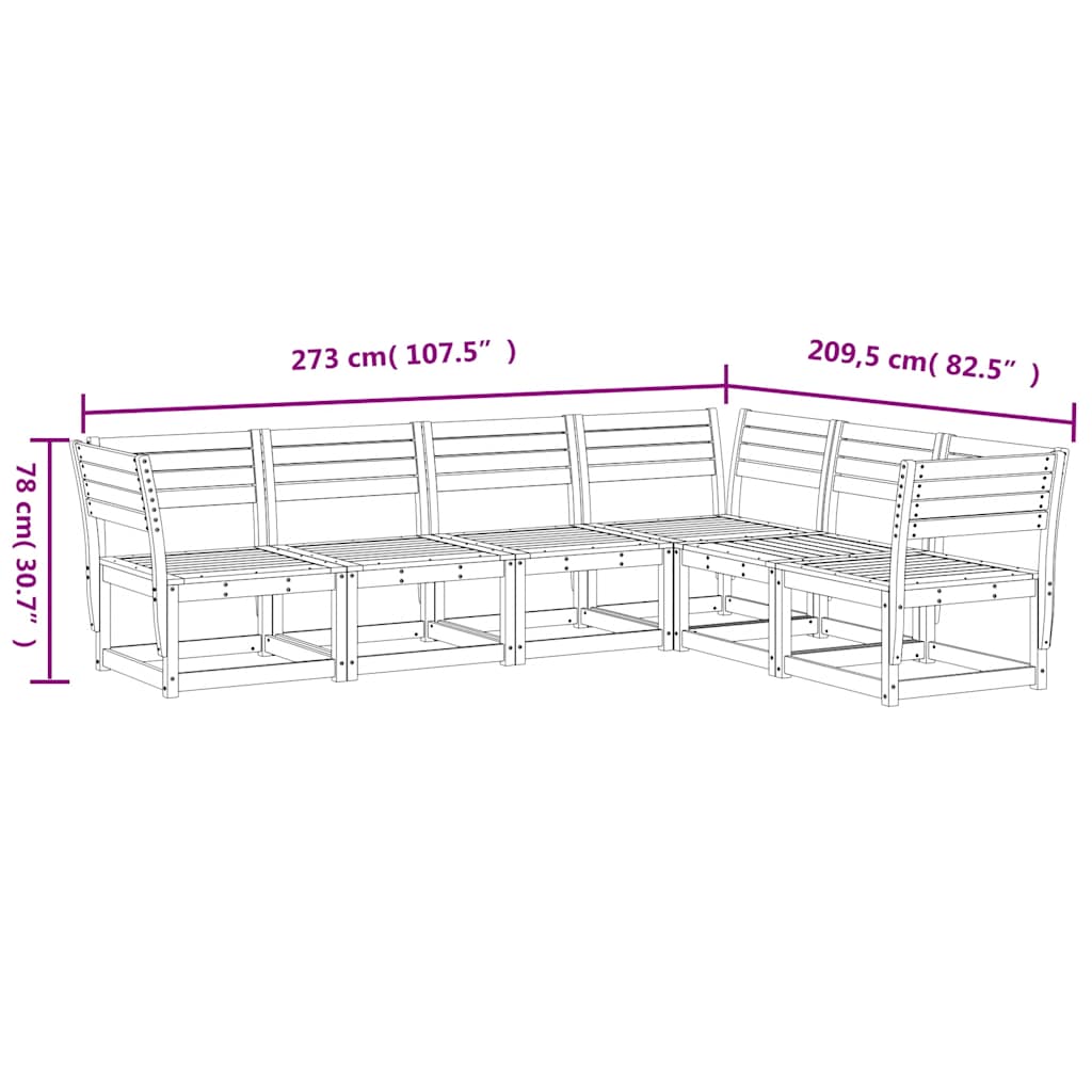 vidaXL 6-Piece Solid Pine Wood Lounge Set