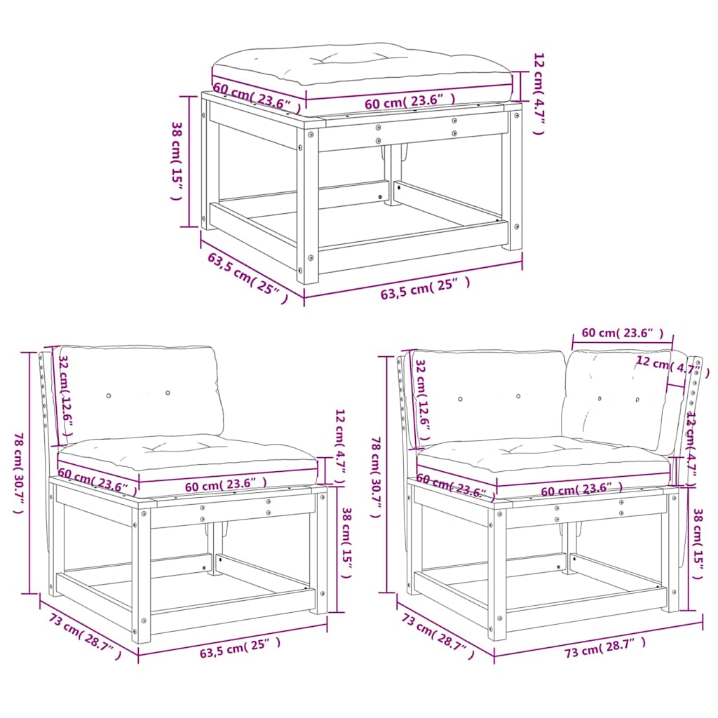 vidaXL 6-Piece Lounge Set Solid Pine Wood