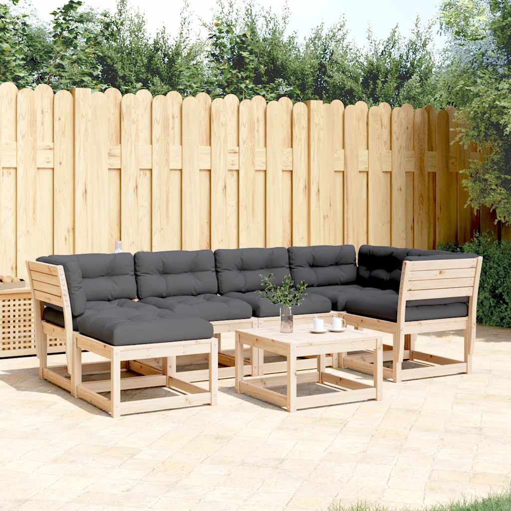 vidaXL 6-delige Loungeset met kussens massief grenenhout