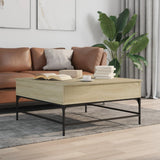 vidaXL Salontafel 95x95x45 cm bewerkt hout en metaal zwart