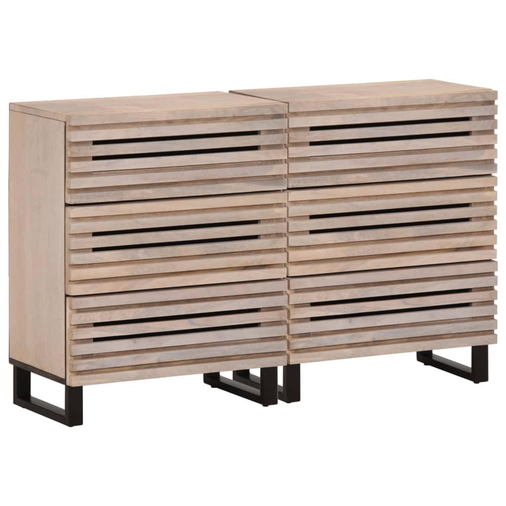 vidaXL Dressoirs 2 st 60x34x75 cm massief ruw mangohout