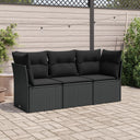 vidaXL 3-Piece Lounge Set with Cushions Poly Rattan Black