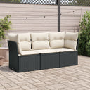 vidaXL 3-Piece Lounge Set with Cushions Poly Rattan Black
