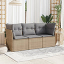 vidaXL 3-Piece Lounge Set with Cushions Poly Rattan Black