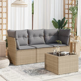 vidaXL 3-delige Loungeset met kussens poly rattan zwart