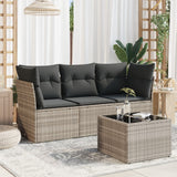 vidaXL 3-delige Loungeset met kussens poly rattan zwart